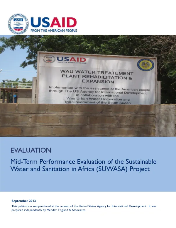 USAID/Washington mid-term performance evaluation of the sustainable water and sanitation in Africa (SUWASA) project