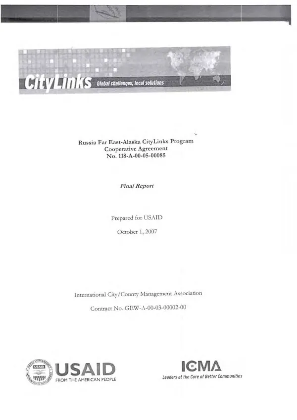 Russia far East-Alaska CityLinks program : final report