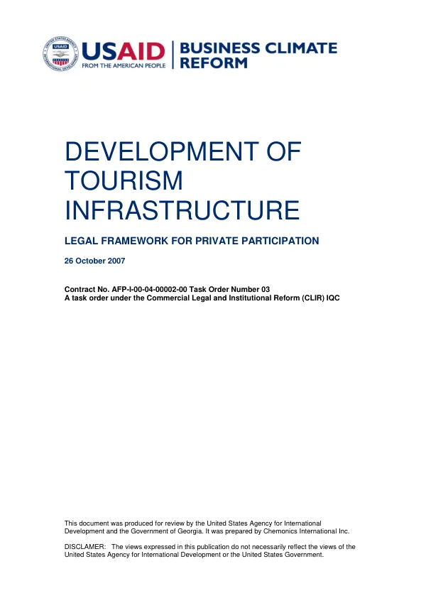 Development of tourism infrastructure : legal framework for private participation