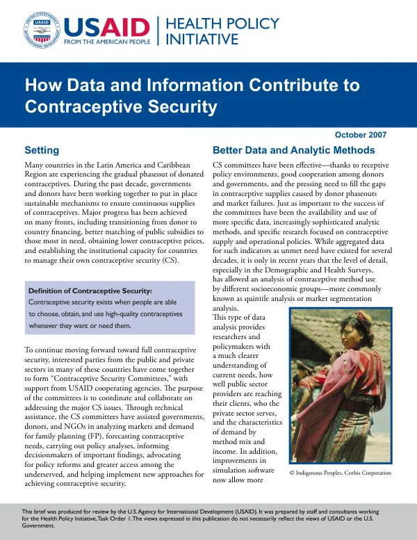 How data and information contribute to contraceptive security