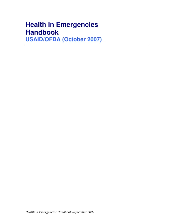 Health in emergencies handbook