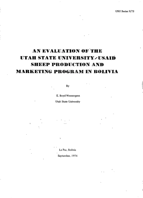 An evaluation Utah State University/USAID sheep production marketing program Bolivia