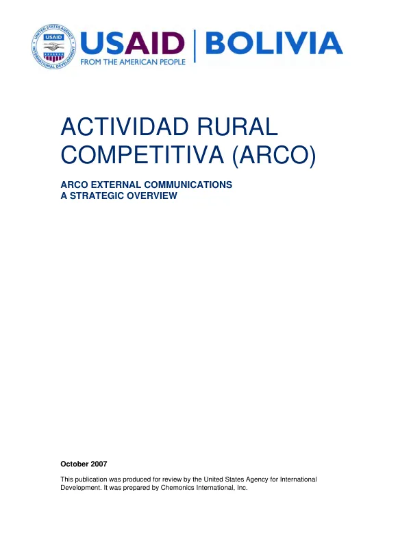 Actividad rural competitiva (ARCo) : ARCo external communications -- a strategic overview