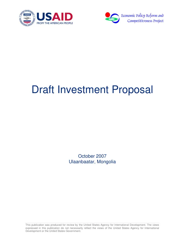 Draft investment proposal
