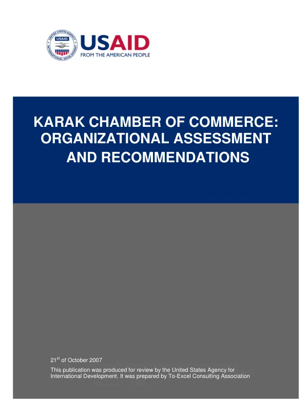 Karak Chamber of Commerce : organizational assessment and recommendations