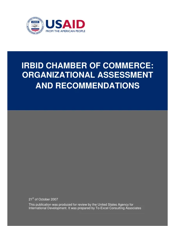 Irbid Chamber of Commerce : organizational assessment and recommendations