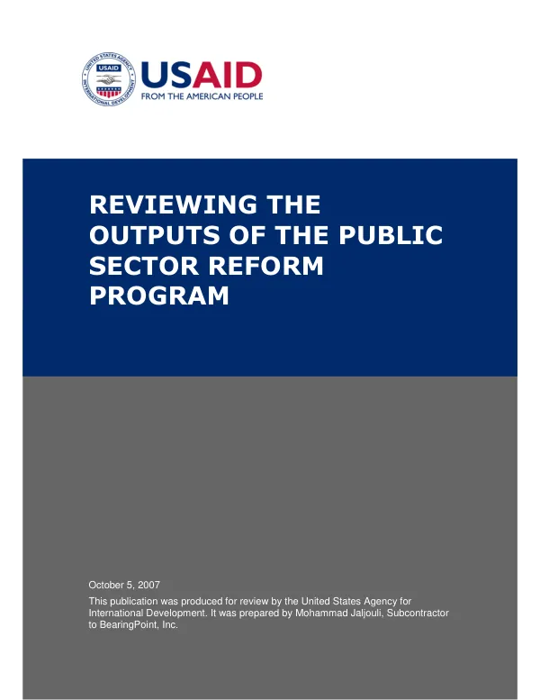 Reviewing the outputs of the public sector reform program