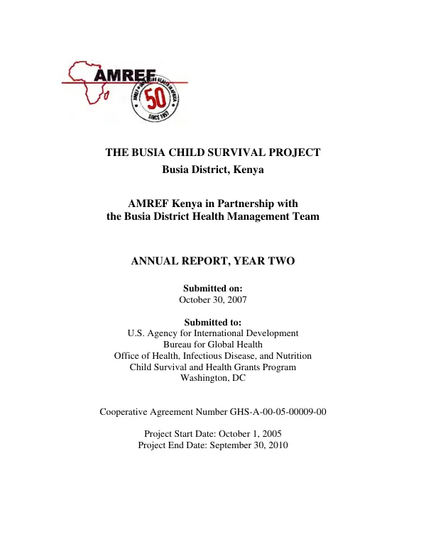 Busia child survival project (Busia District, Kenya) : annual report, year two
