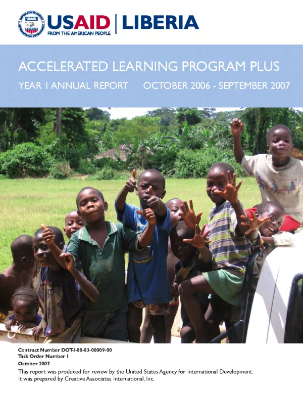 Accelerated learning program plus (ALPP) year 1 annual report, October 2006-September 2007