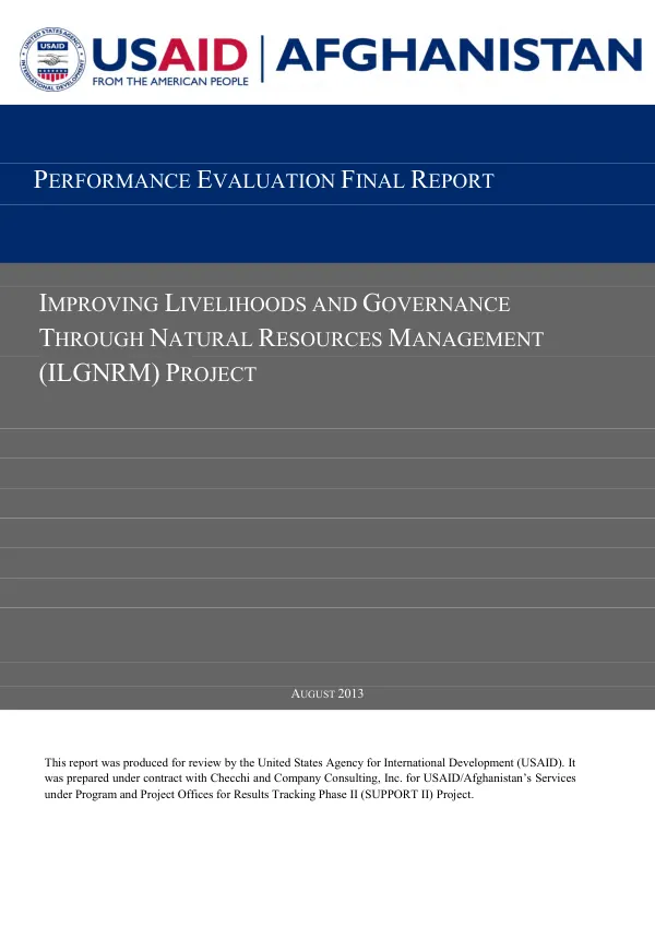 Improving livelihoods and governance through natural resources management (ILGNRM) project : performance evaluation final report