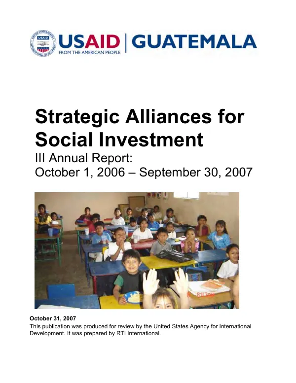 Strategic alliances for social investment : III annual report, October 1, 2006-September 30, 2007