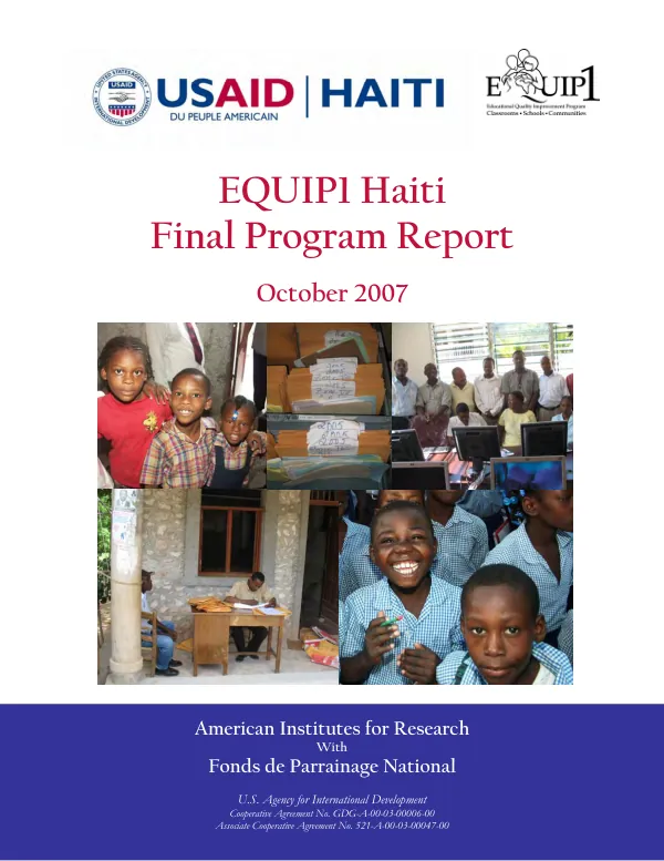 EQUIP1 Haiti : final program report