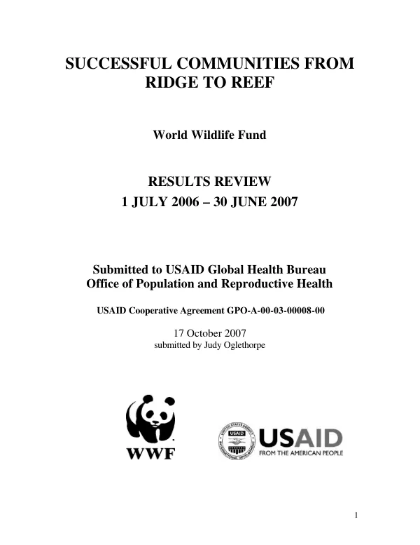 Successful communities from ridge to reef : results review, 1 July 2006-30 June 2007