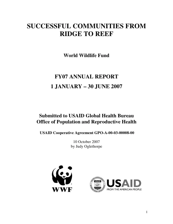 Successful communities from ridge to reef : FY07 annual report [4th], 1 January-30 June 2007