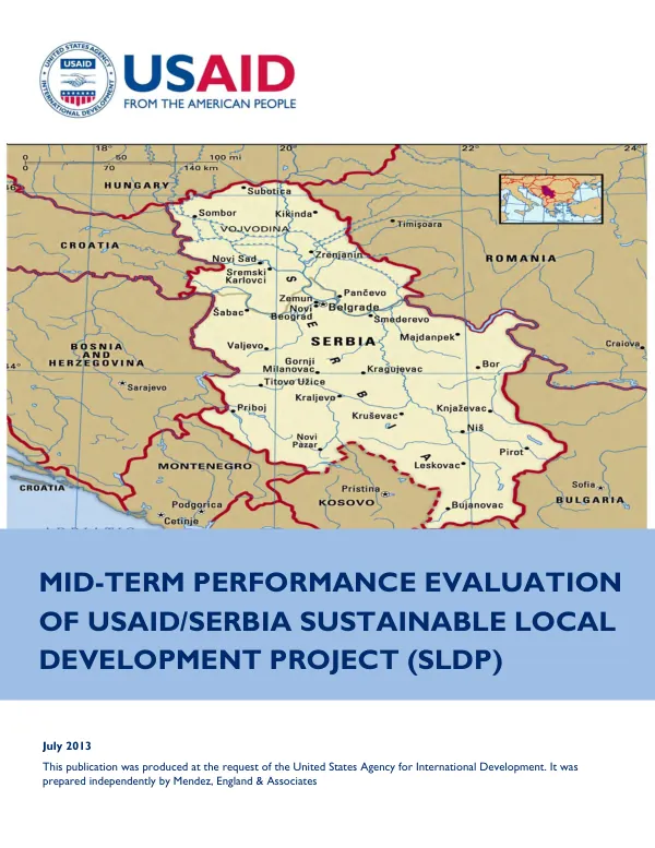 Mid-term performance evaluation of the USAID/Serbia sustainable local development project (SLDP) : final report