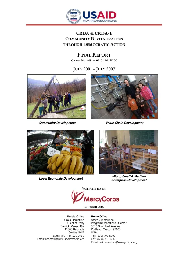 CRDA & CRDA-E : community revitalization through democratic action : final report, grant no. 169-A-00-01-00125-00, July 2001-July 2007