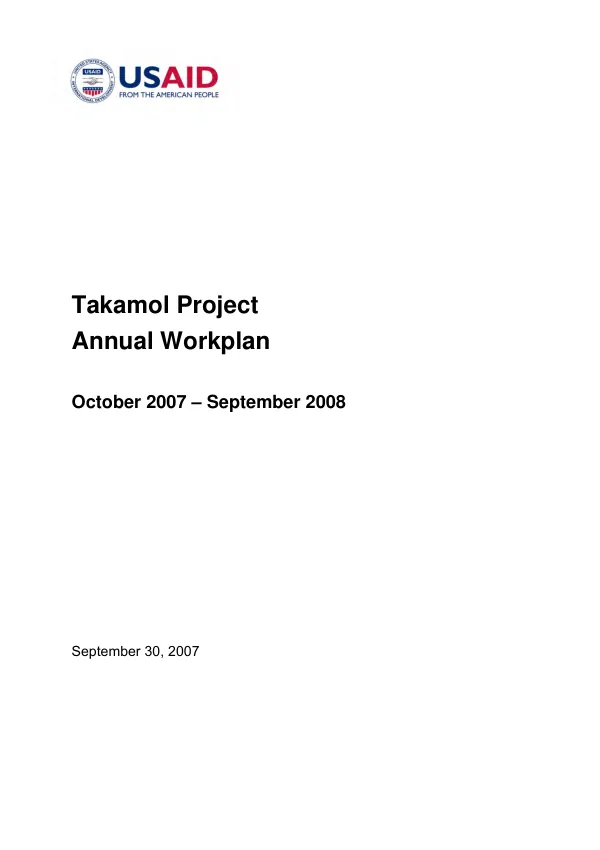 Takamol project annual workplan -- October 2007-September 2008