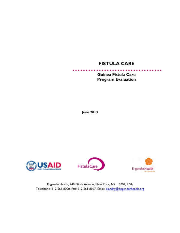 Fistula care : Guinea fistula care program evaluation