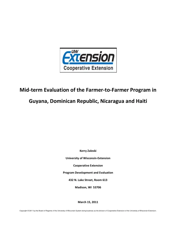 Mid-term evaluation of the farmer-to-farmer program in Guyana, Dominican Republic, Nicaragua, and Haiti