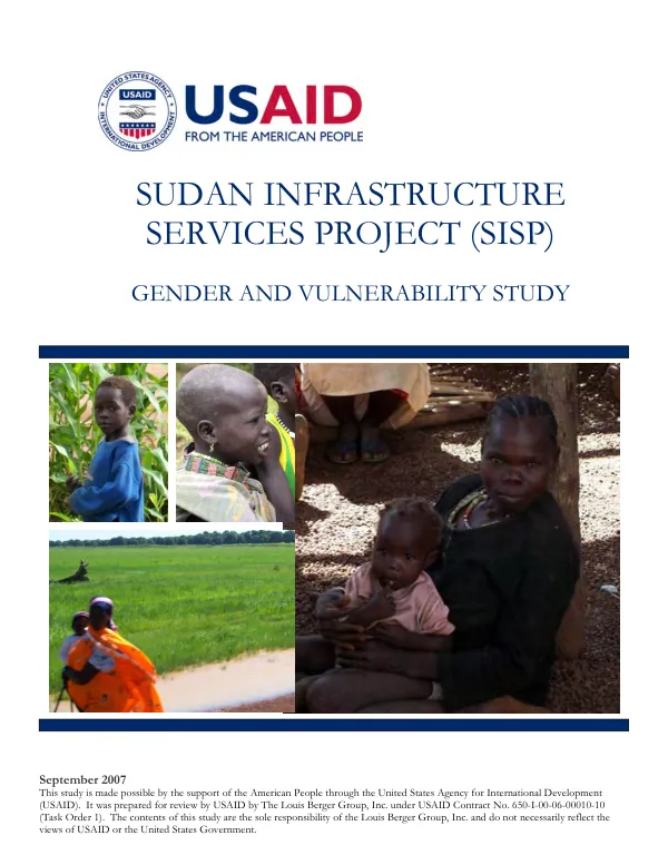 Sudan infrastructure services project : gender and vulnerability study