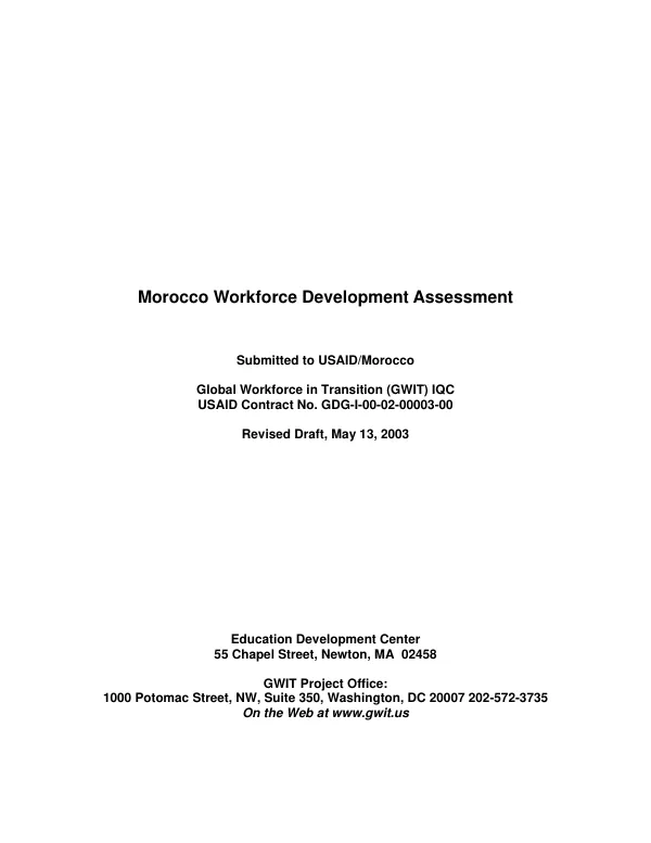 Morocco workforce development assessment