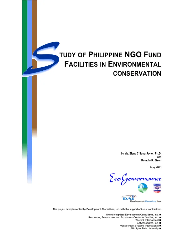 Study of the Philippine NGO fund facilities in environmental conservation