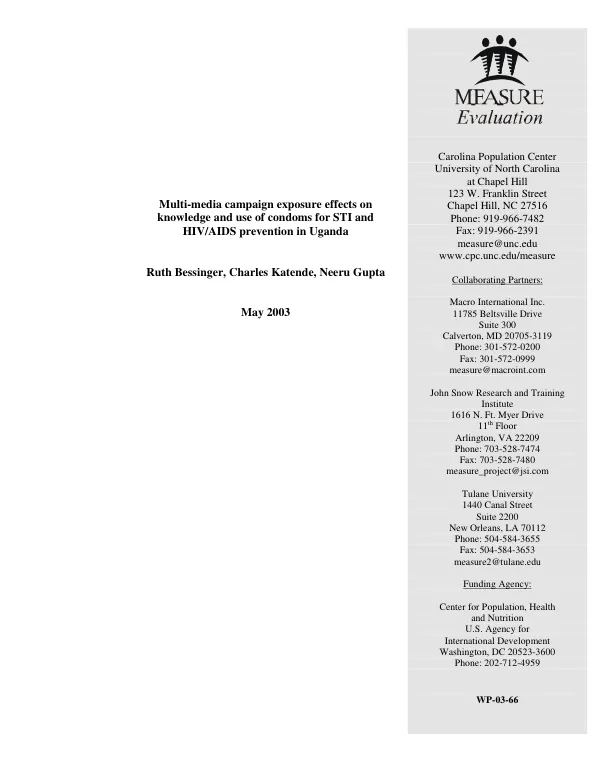 Multi-media campaign exposure effects on knowledge and use of condoms for STI and HIV/AIDS prevention in Uganda
