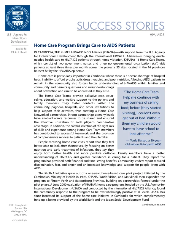Home care program brings care to AIDS patients