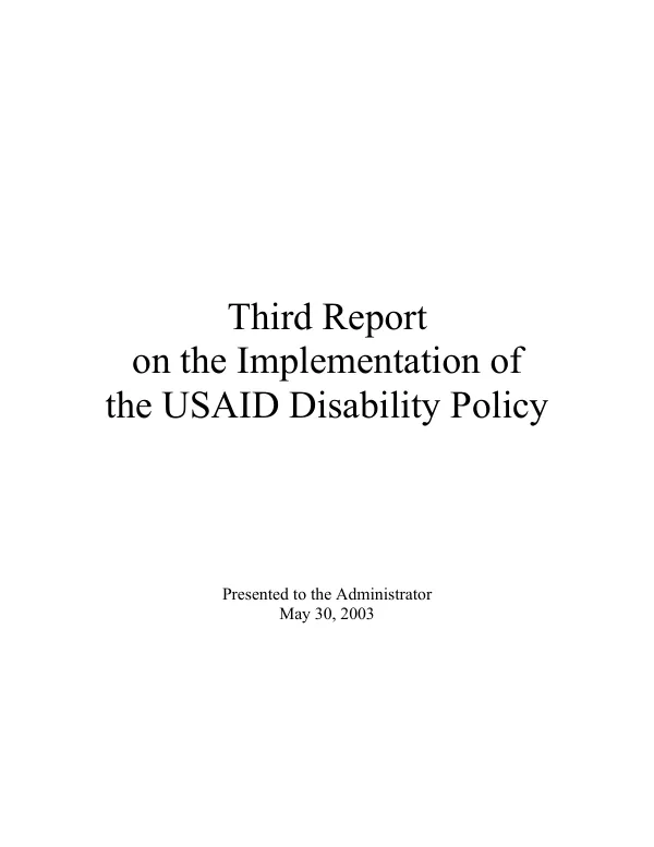 Third report on the implementation of the USAID disability policy