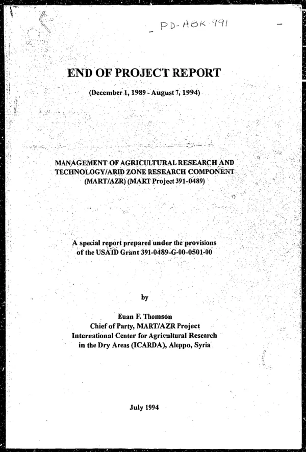 Final program summary : regional fire coordination