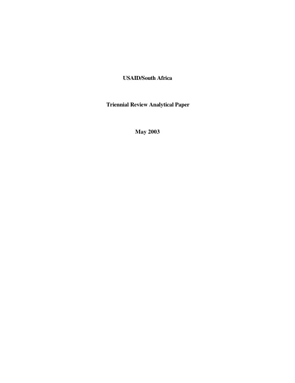 USAID/South Africa triennial review analytical paper