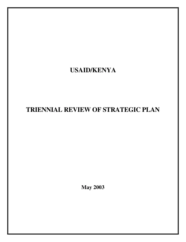 USAID/Kenya triennial review of strategic plan