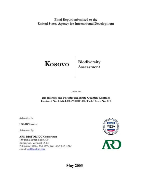 Kosovo biodiversity assessment