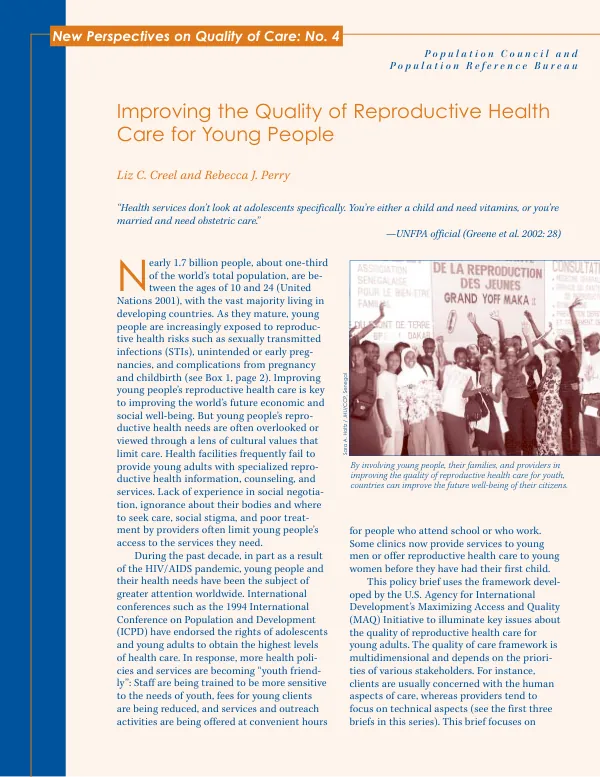 Improving the quality of reproductive health care for young people