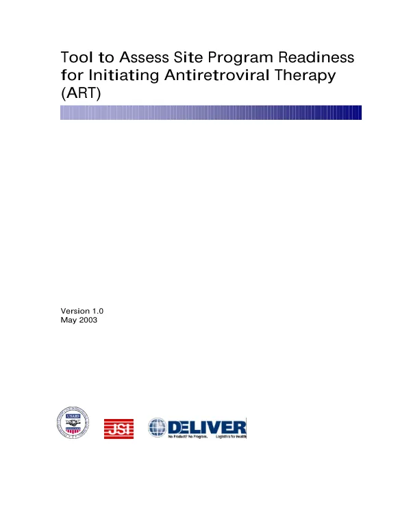 Tool to assess site program readiness for initiating antiretroviral therapy (ART)