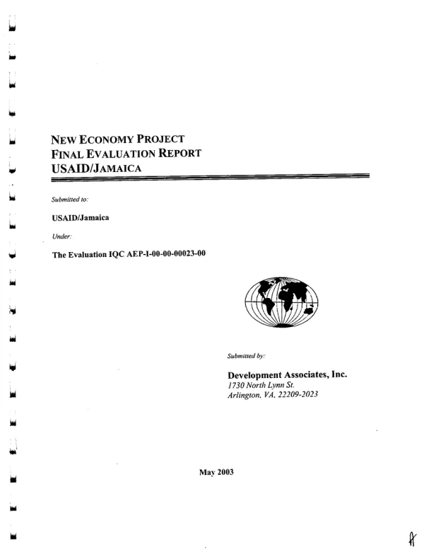 New economy project [NEP] : final evaluation report USAID/Jamaica
