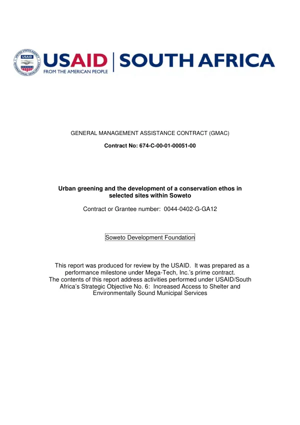 Urban greening and the development of a conservation ethos in selected sites within Soweto