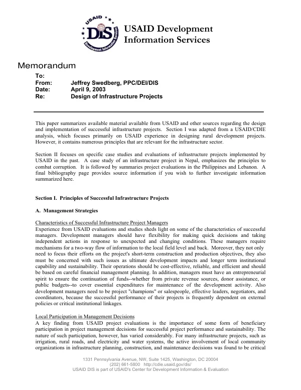 Design of infrastructure projects