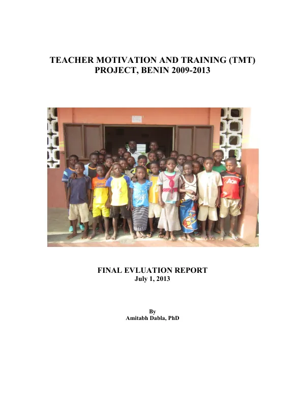 Teacher motivation and training (TMT) project, Benin 2009-2013 : final evaluation report