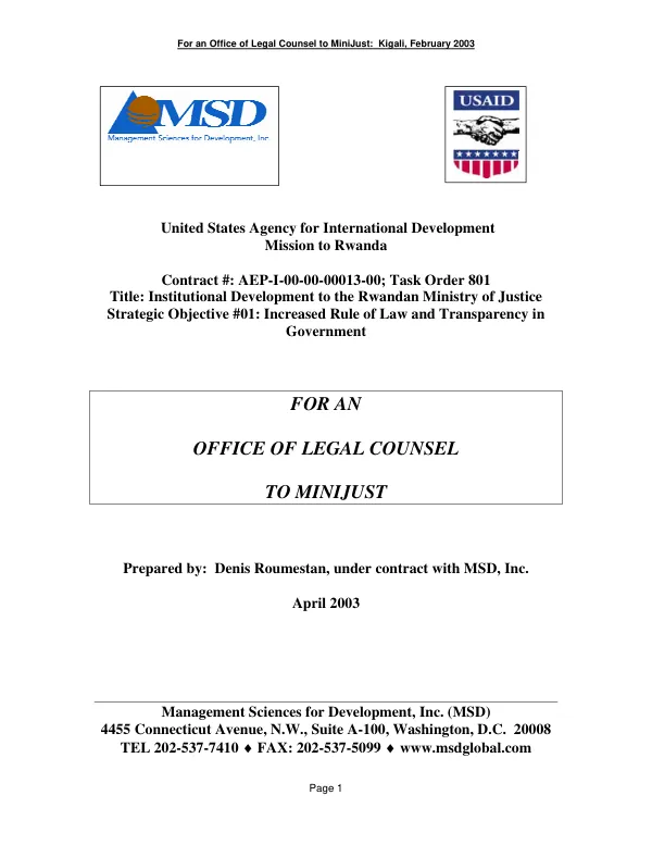 For an office of legal counsel to MINIJUST
