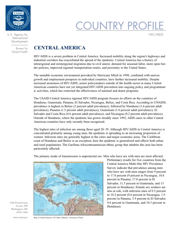 Country profile : HIV/AIDS -- Central America [region]