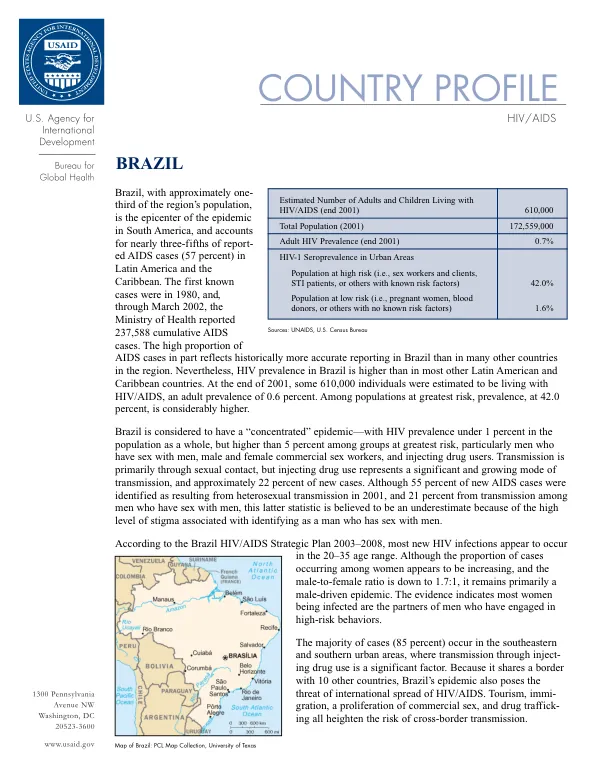 Country profile : HIV/AIDS -- Brazil