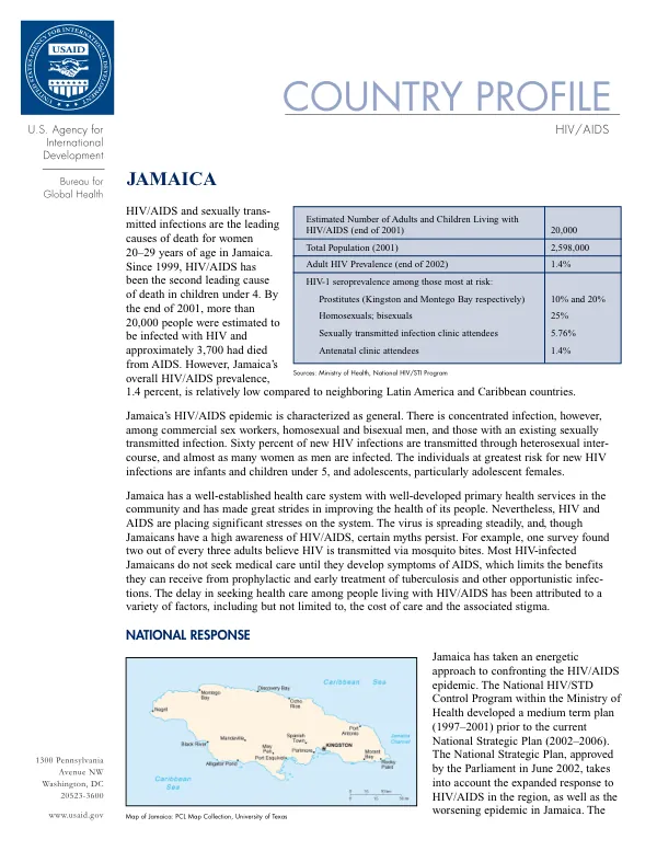 Country profile : HIV/AIDS -- Jamaica