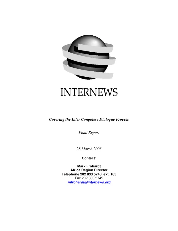 Covering the Inter Congolese dialogue process