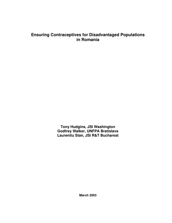Ensuring contraceptives for disadvantaged populations in Romania