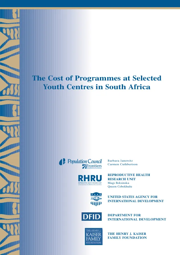 The costs of programmes at selected youth centres in South Africa