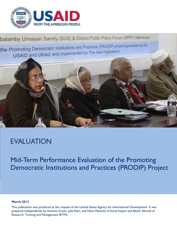 Mid-term performance evaluation of the promoting democratic institutions and practices (PRODIP) project
