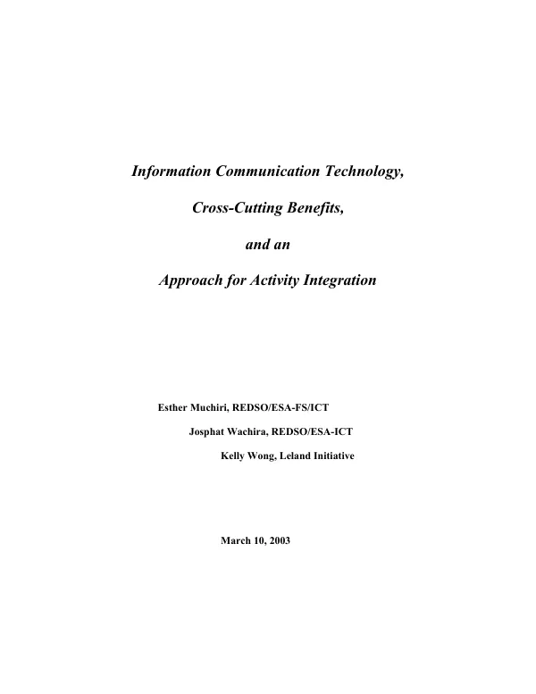 Information communication technology, cross-cutting benefits, and an approach for activity integration