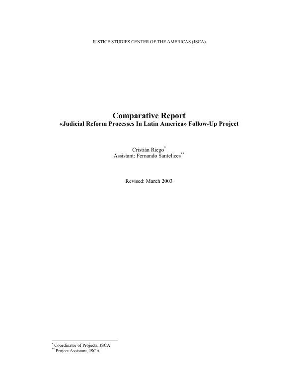 Comparative report : "judicial reform process in Latin America" follow-up project