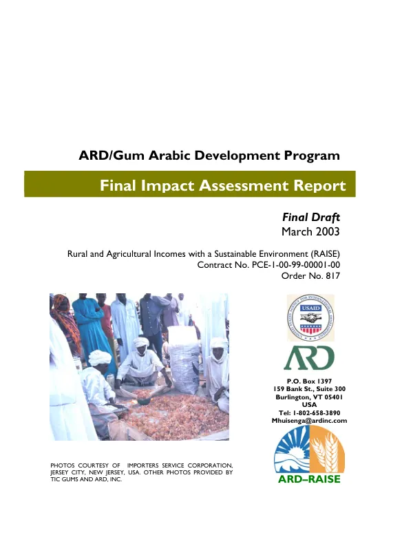 ARD/gum arabic development program : final impact assessment report -- final draft